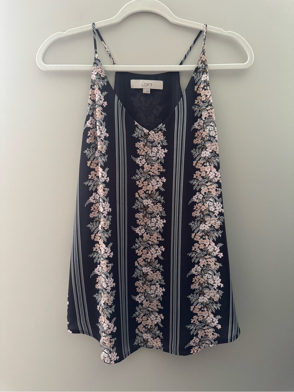 LOFT Navy Floral Stripe V-Neck Tank